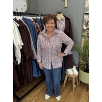 Fria Cotton Pinstripe Shirt - Burgundy