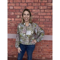 Fria Half Open Blouse - Flower Patch