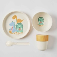 Jiggle & Giggle Whimsical Bamboo 4 Piece Dinner Set - Dinosaur