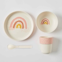 Jiggle & Giggle Whimsical Bamboo 4 Piece Dinner Set - Rainbow