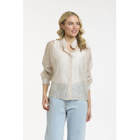 Urban Luxury Polka Dot Shirt - Cream + Blue - One Size