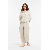 Urban Luxury Linen Bomber Jacket - Beige