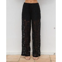 EBBY AND I Lace Straight Leg Pants - Black