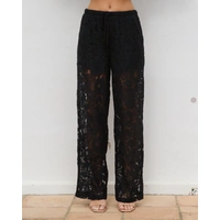 EBBY AND I Straight Leg Lace Pant - Black