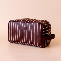 Fox & Fallow Merlot Pinstripe Wash Bag