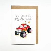 Well Drawn Card - Have a Wheelie Big Monster Birthday