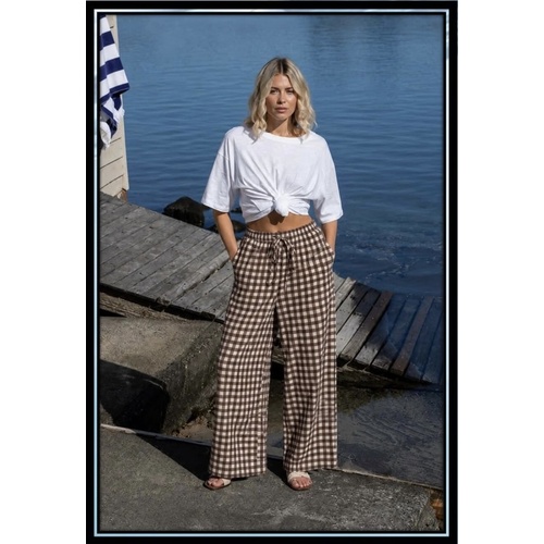 J & G Weekend Striped Pant - Choc + White
