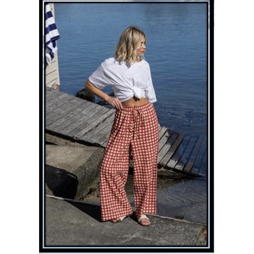 J & G Weekend Striped Pant - Red + Natural