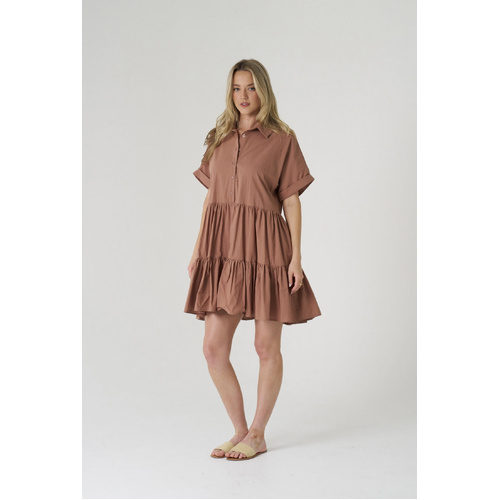 HQ Tiered Shirt Dress - Mocha