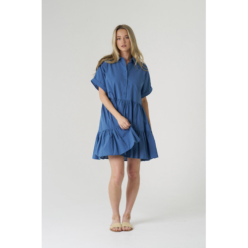 HQ Tiered Shirt Dress - Dark Blue