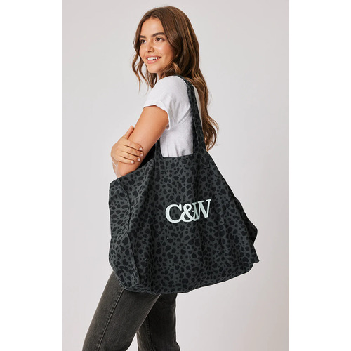 Cartel & Willow Olivia Tote Bag - Charcoal Leopard