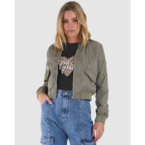 Sass-Zoe Bomber Jacket-Khaki [Size: 14]