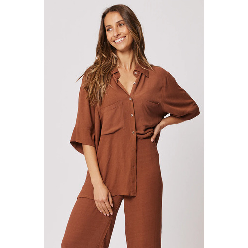 Cartel & Willow Tayla Shirt - Chocolate Crinkle