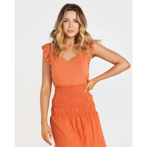 Sass Naomi Frill Top - Burnt Orange [Size : 10]