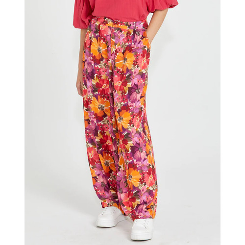 Sass Yasmin Wide Leg Pant - Berry Floral [Size: 10]
