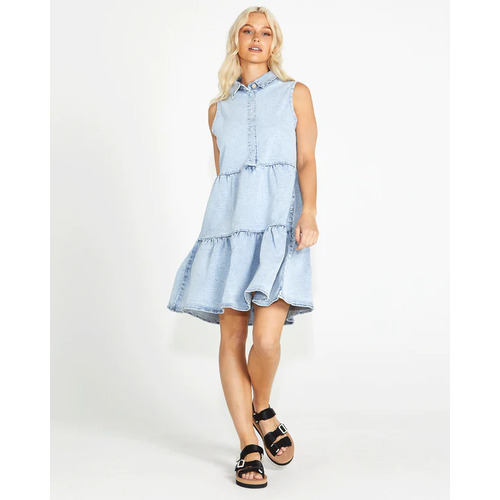 Sass Kellie Sleeveless Denim Dress - 95 Wash [Size: 10]