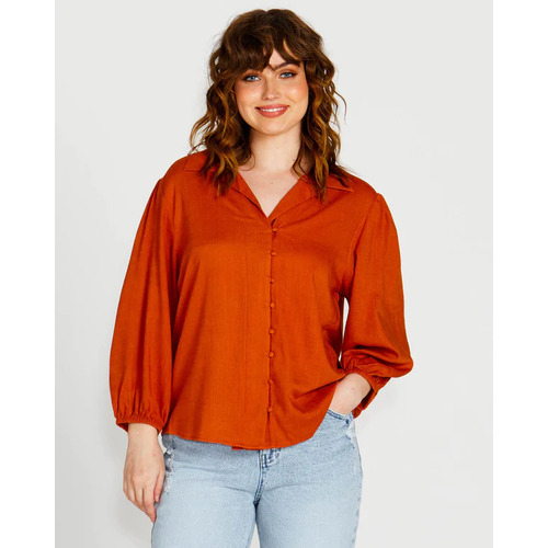 Sass Francesca Relaxed Blouse - Rust [Size: 10]