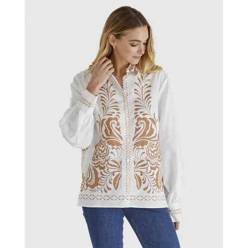 Sass Brandy Top - Chai Print [Size: 12]
