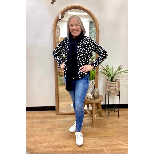 Sunny Girl Dotty Jumper- Black/White [size: Small]