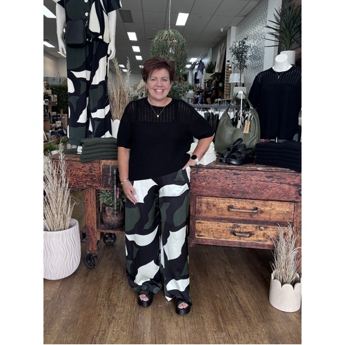 Sass Tarni Satin Pant - Iris Abstract Print