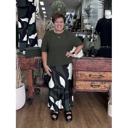 Sass Tarni Satin Slip Skirt - Iris Abstract Print