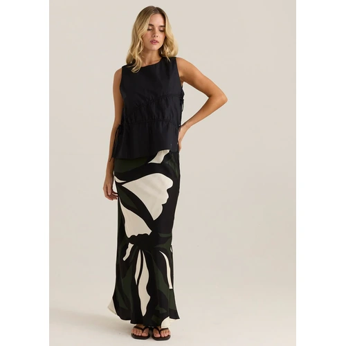 Sass Tarni Satin Slip Skirt - Iris Abstract Print
