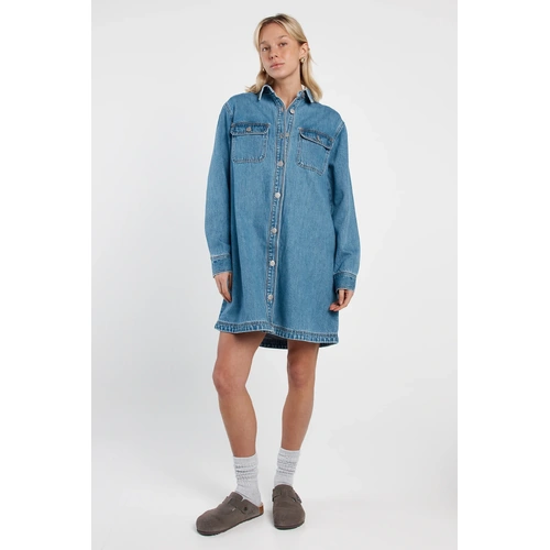 Sass Aveline Denim Shirt Dress - Classic Blue
