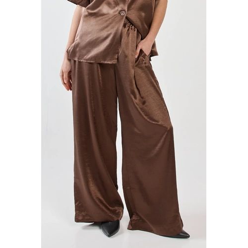 SASS Eddy Crushed Satin Pant - Chocolate
