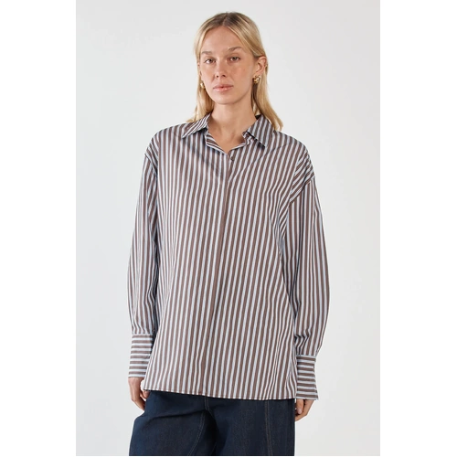 SASS Claudia Stripe Shirt - Choc Blue