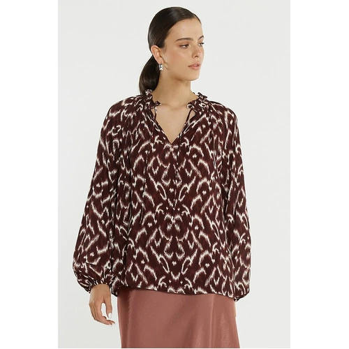 Sass Willow Tie Front Blouse - Ikat
