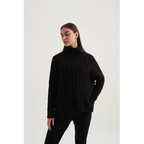 Tirelli High Neck Cable Knit - Black [Size: Medium]