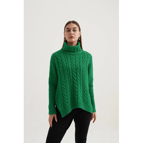 Tirelli High Neck Cable Knit - Lawn Green