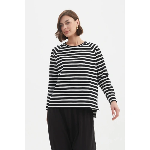 Tirelli Stripe Long Sleeve Weekend Tshirt - Black/White