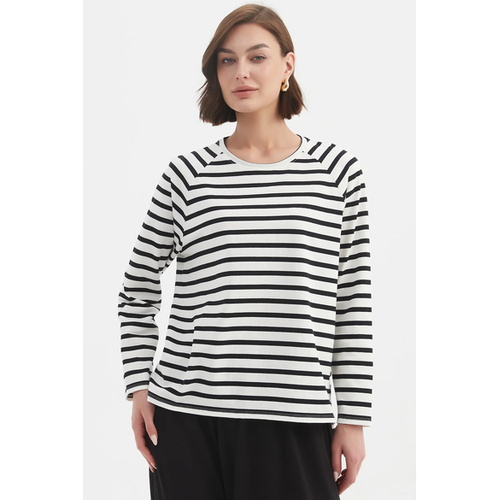 Tirelli Stripe Long Sleeve Weekend Tshirt - White/Black