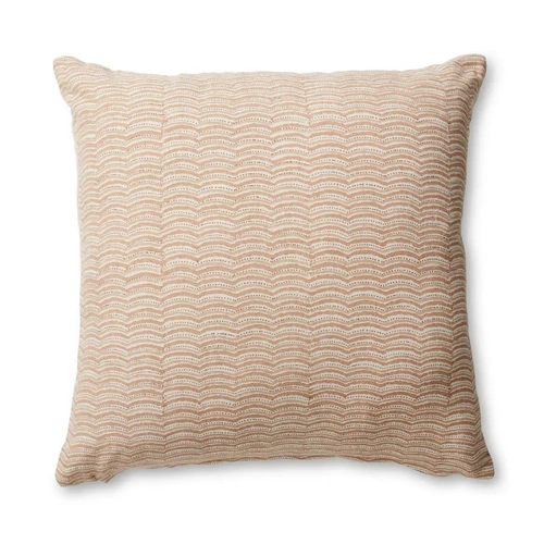 Madras Link Neera Scallop Block Print Cushion - Rust