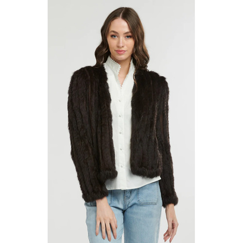 365 Days Rabbit Fur Short Jacket - Chocolate