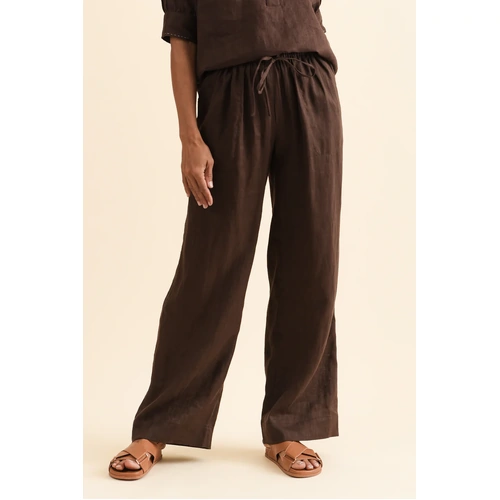 365Days Perry Linen Drawcord Pant - Chocolate
