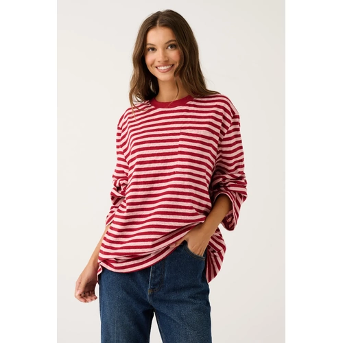 Cartel & Willow Harley Long Sleeve -Plum Stripe