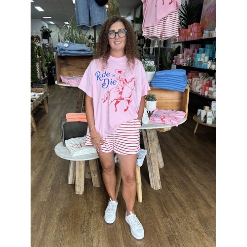 By Frankie Ride or Die Tee - Pink [Size: XLarge]