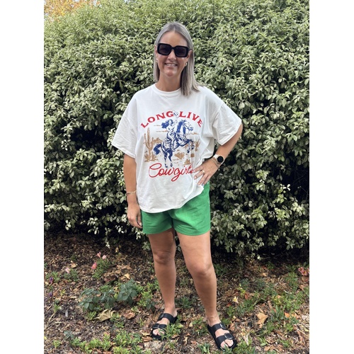 By Frankie Long Live Cowgirl Tee - White [Size: Medium]