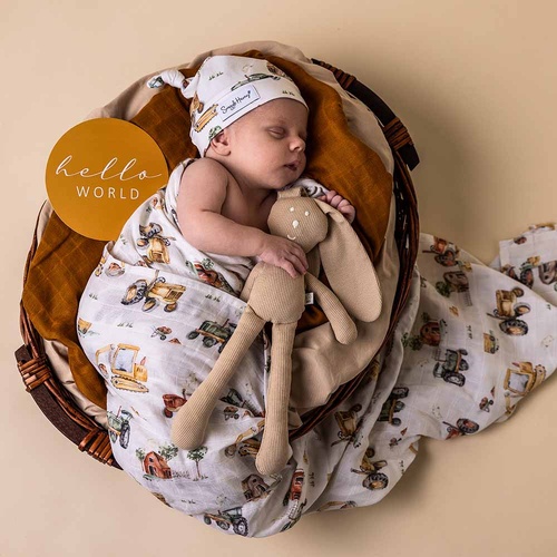 Snuggle Hunny Organic Muslin Wrap - Diggers & Tractors