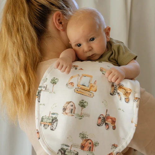 Snuggle Hunny Organic Cotton Burp Cloth - Diggers & Tractors