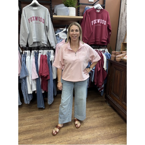 Foxwood Piped Crew Solid - Pale Pink