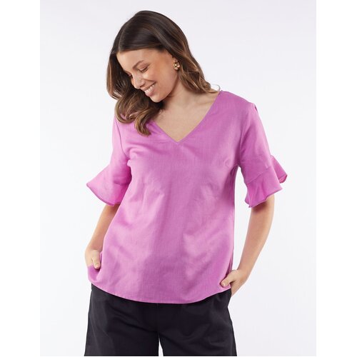 Foxwood Flutter Sleeve Tee - Super Pink [Size : 12]