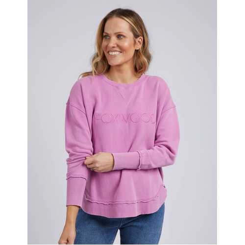Foxwood Washed Simplified Crew - Fuschia