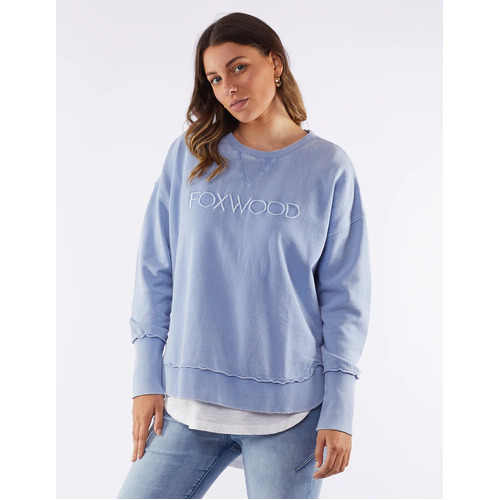 Foxwood Washed Simplified Crew - Light Blue