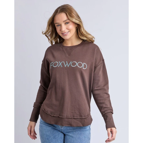 Foxwood Metallic Simplified Crew - Coffee/Light Blue