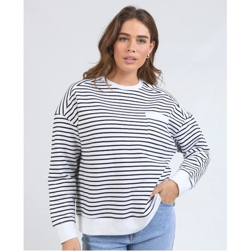 Foxwood Original Stripe Crew - White/Black Stripe