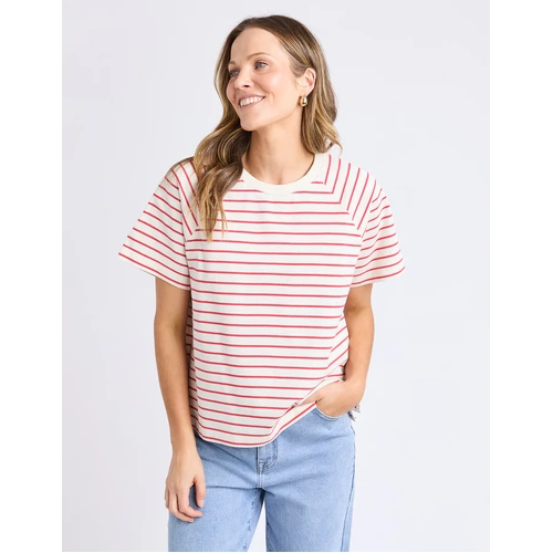 Foxwood Windsor Stripe Tee - White & Red Stripe [Size: 10]