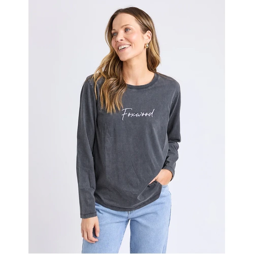 Foxwood Signature Long Sleeve Top - Washed Black [Size: 12]